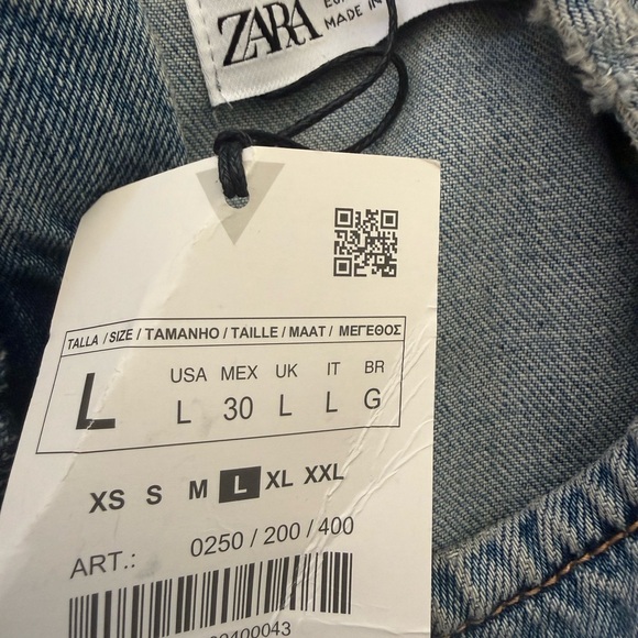 ZARA Light Blue Washed Denim Top - BRAND NEW w/Tags - Picture 2 of 3